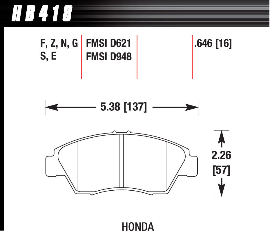 Crossover Brake Pads HP+ Front 93-15 Honda Civic