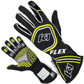 Glove Flex Large Black / Flo Yellow SFI 3.3/5