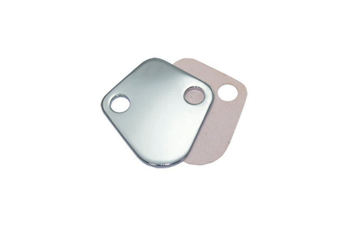 BBC Fuel Pump Block Off Plate W/ Gasket Chrome